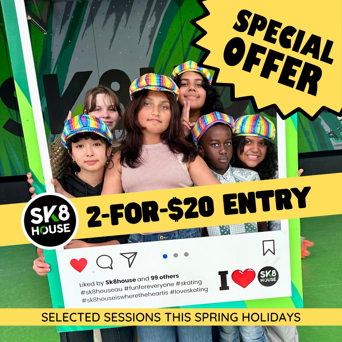 School holiday fun just got a whole lot better!

@sk8houseau  is running a 2-for-$20 deal entry to selected sessions on weekday afternoons these Spring school holidays, perfect for keeping the kids active without stretching the budget.

More skating, more laughs, more value.

Online bookings only & conditions apply

Find out more: https://www.sk8house.com.au/